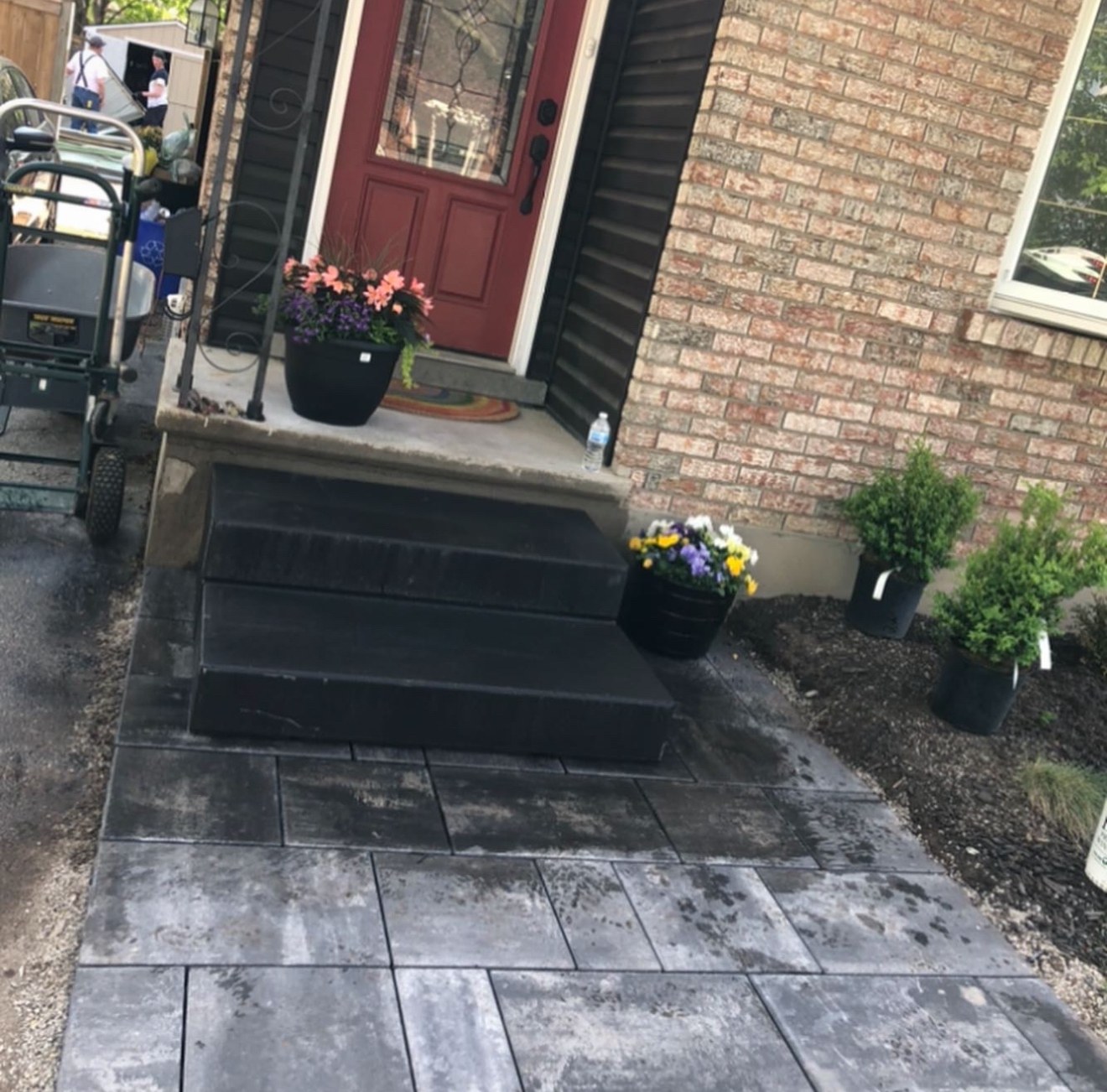 Natural stone front-entry steps built by NS Services